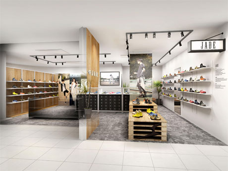 ストリートダンスをコンセプトにするシューズブランド「JADE」の店舗イメージ