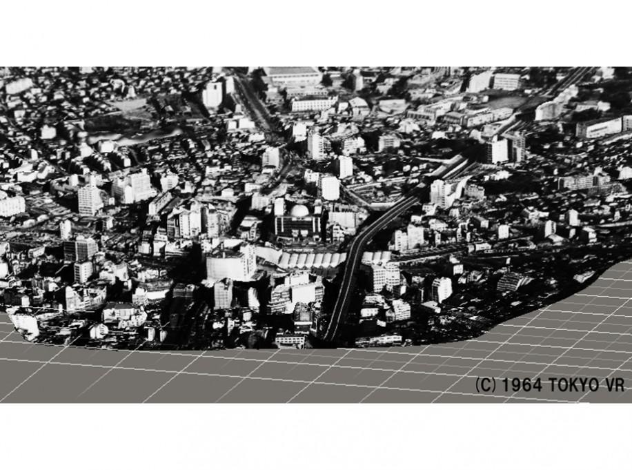 1964年に撮影された複数の渋谷の写真を元に再現された「3Dモデリング」のトライアル