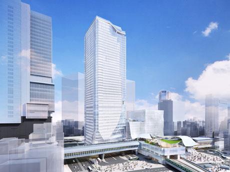 ミクシィが移転を予定する「渋谷スクランブルスクエア」東棟（中央）