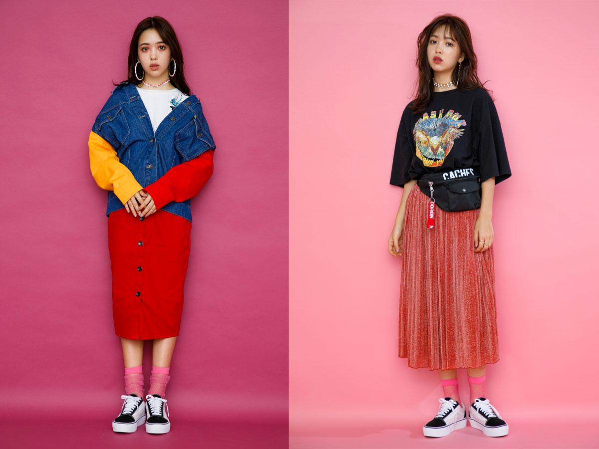 袖がポップな配色のGジャン（7,425円）やロックなプリントをあしらうビッグサイズTシャツ（3,780円）などを展開