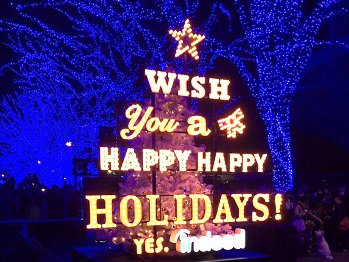 ケヤキ並木に登場したクリスマスツリー