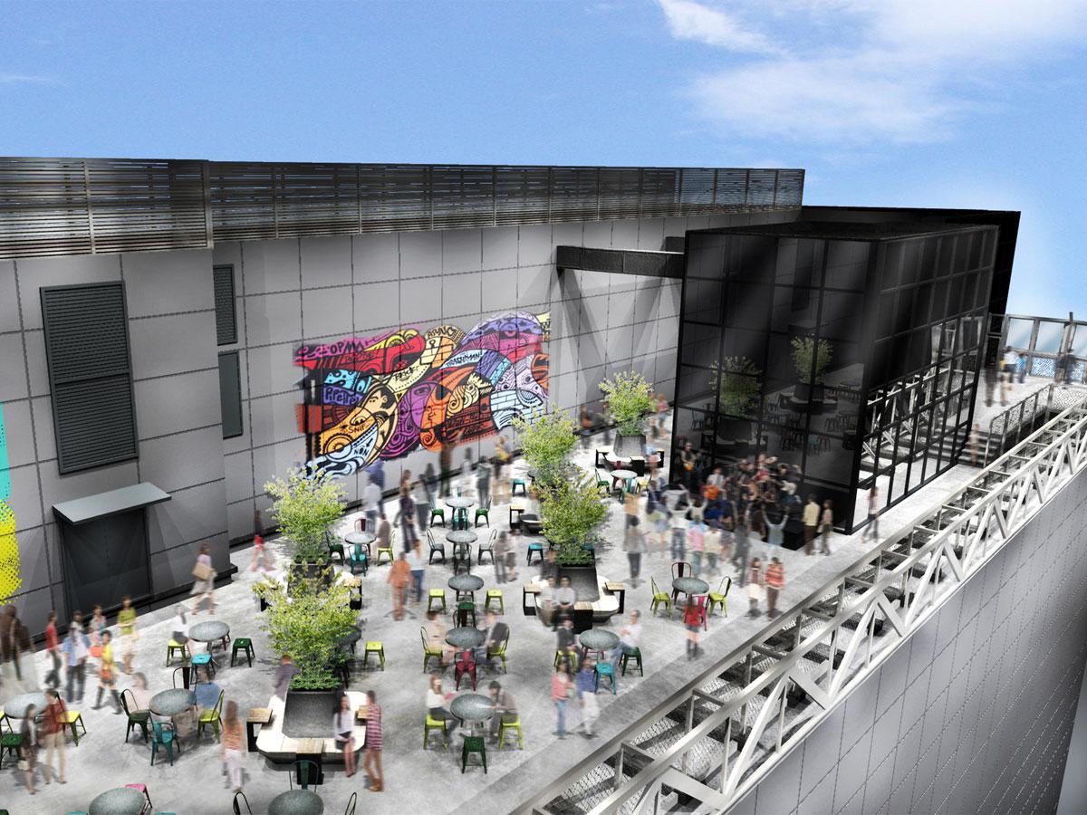 スクランブル交差点を見下ろせるようになる屋上のイメージ