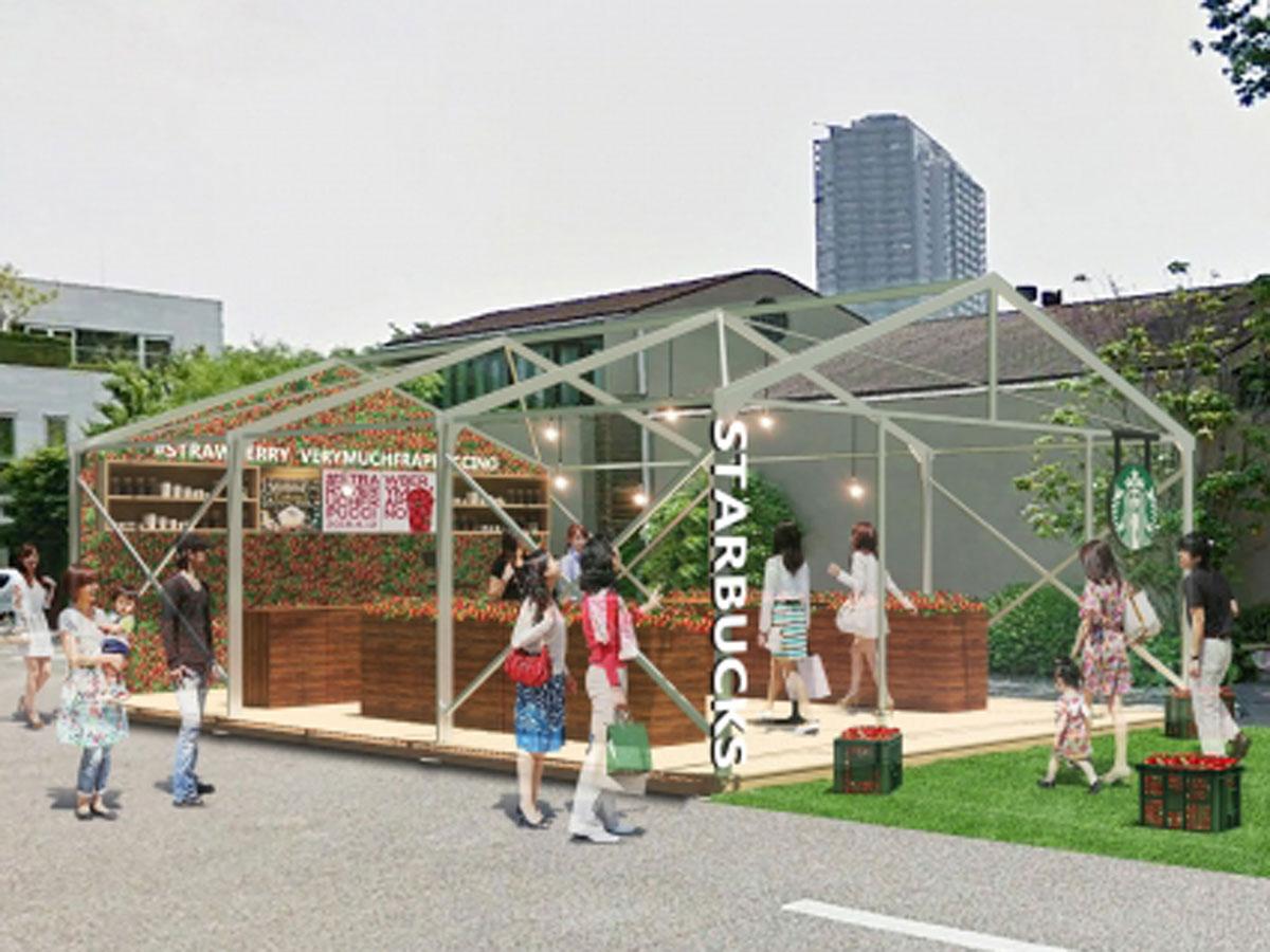 「イチゴすぎるスターバックス」をテーマに仕上げる店舗のイメージ