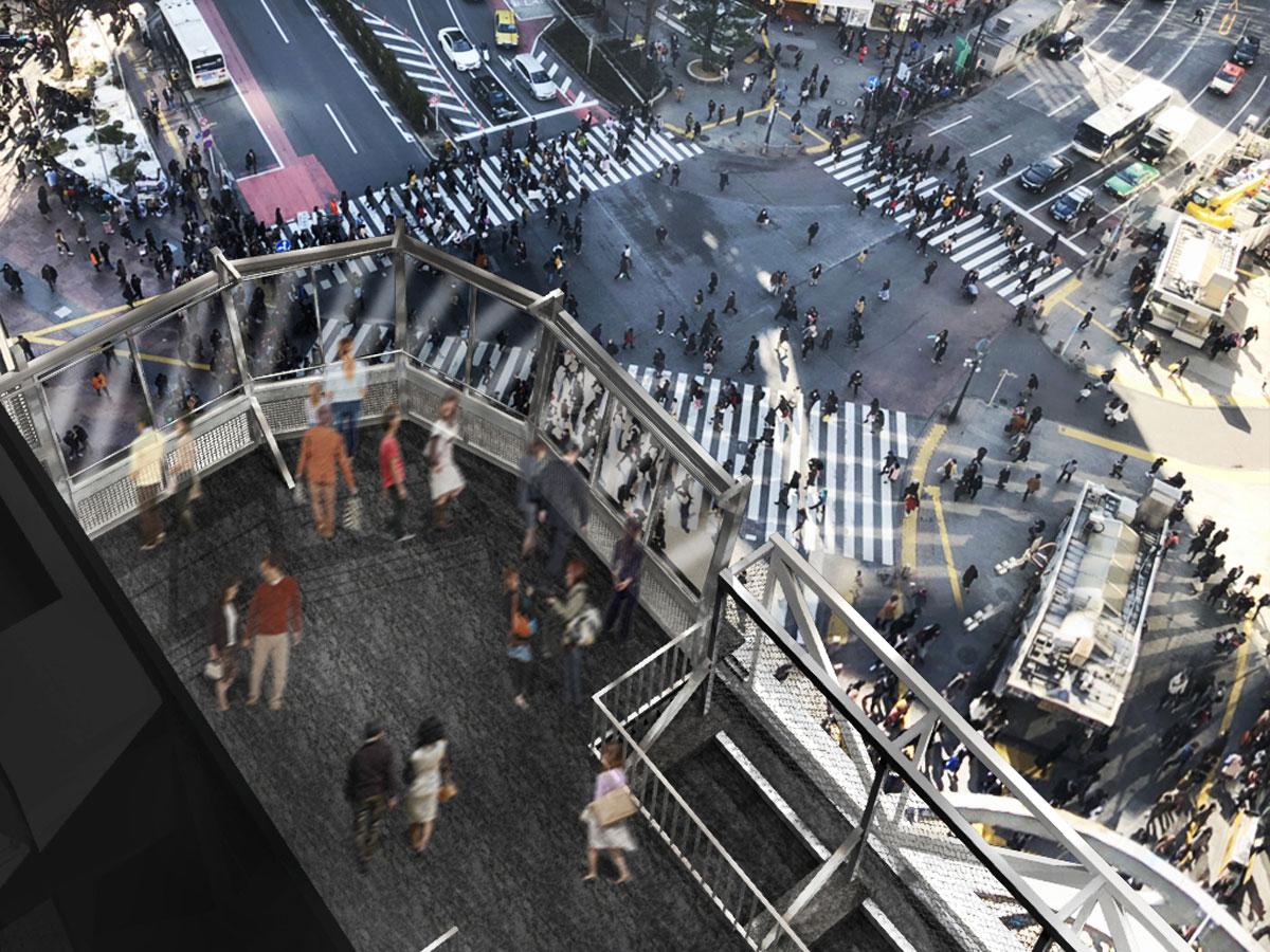 交差点を見下ろせる展望スペース「CROSSING VIEW」