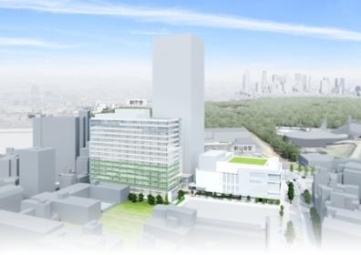 渋谷区庁舎一帯の建て替え後のイメージ（画像提供：渋谷区）。マンションは中央後方の高層ビル