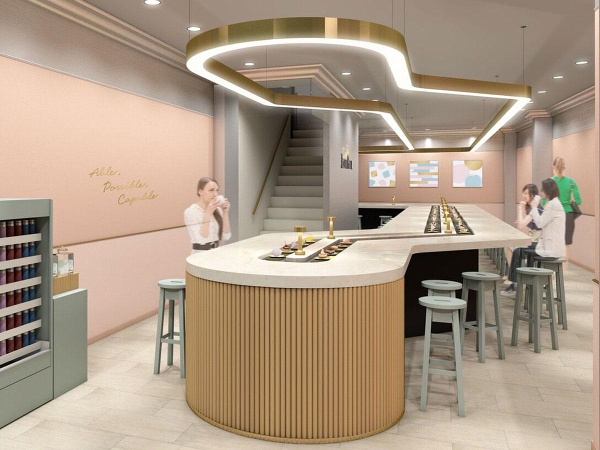 レーンを設置するカウンターが目を引く店内のイメージ