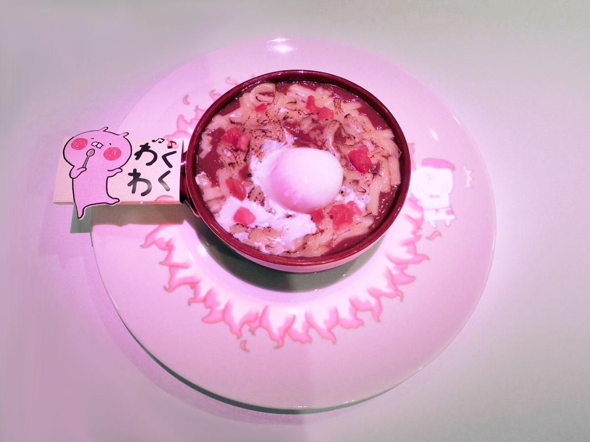 キャラクターのイラストなどに反応して料理に合わせたプロジェクションマッピング演出が繰り広げられる