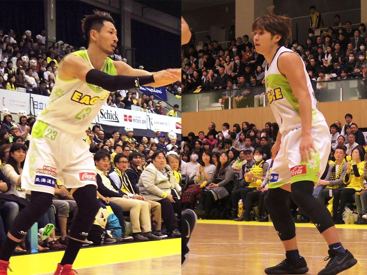 レバンガ北海道から移籍する（左から）野口大介選手と関野剛平選手