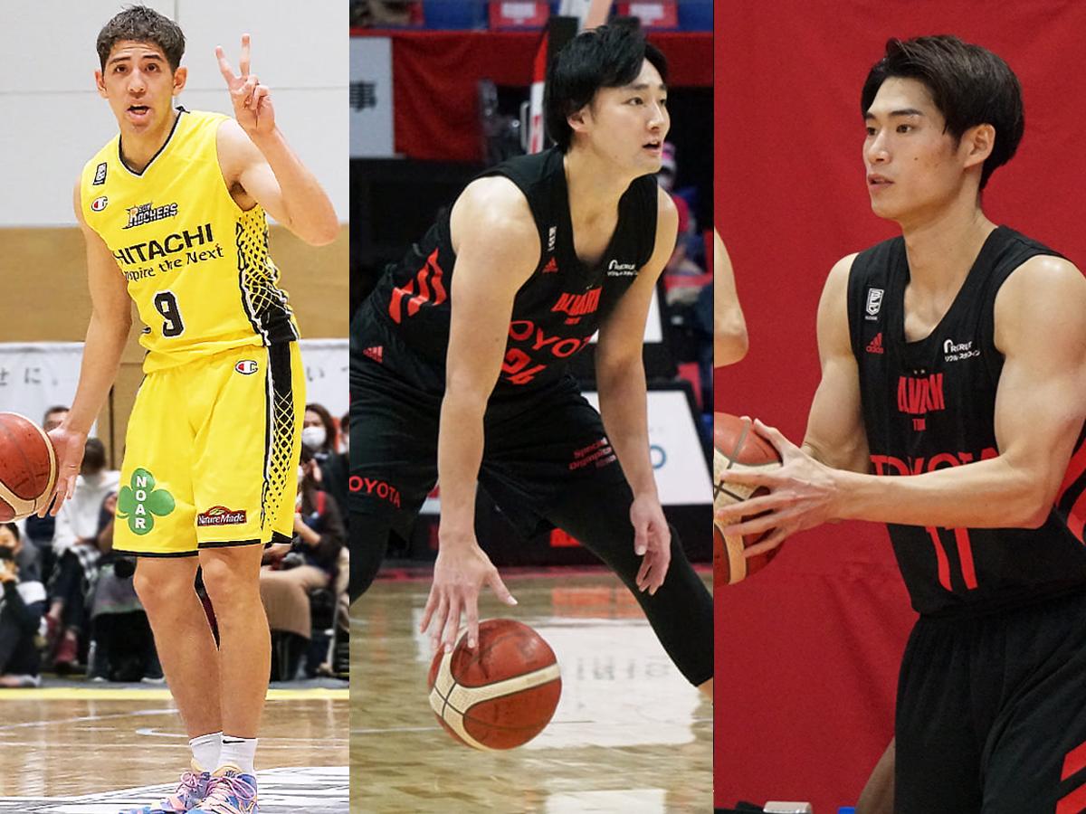 オールスターに出場が決まった（左から）サンロッカーズ渋谷・ベンドラメ礼生選手、アルバルク東京・田中大貴選手、須田侑太郎選手