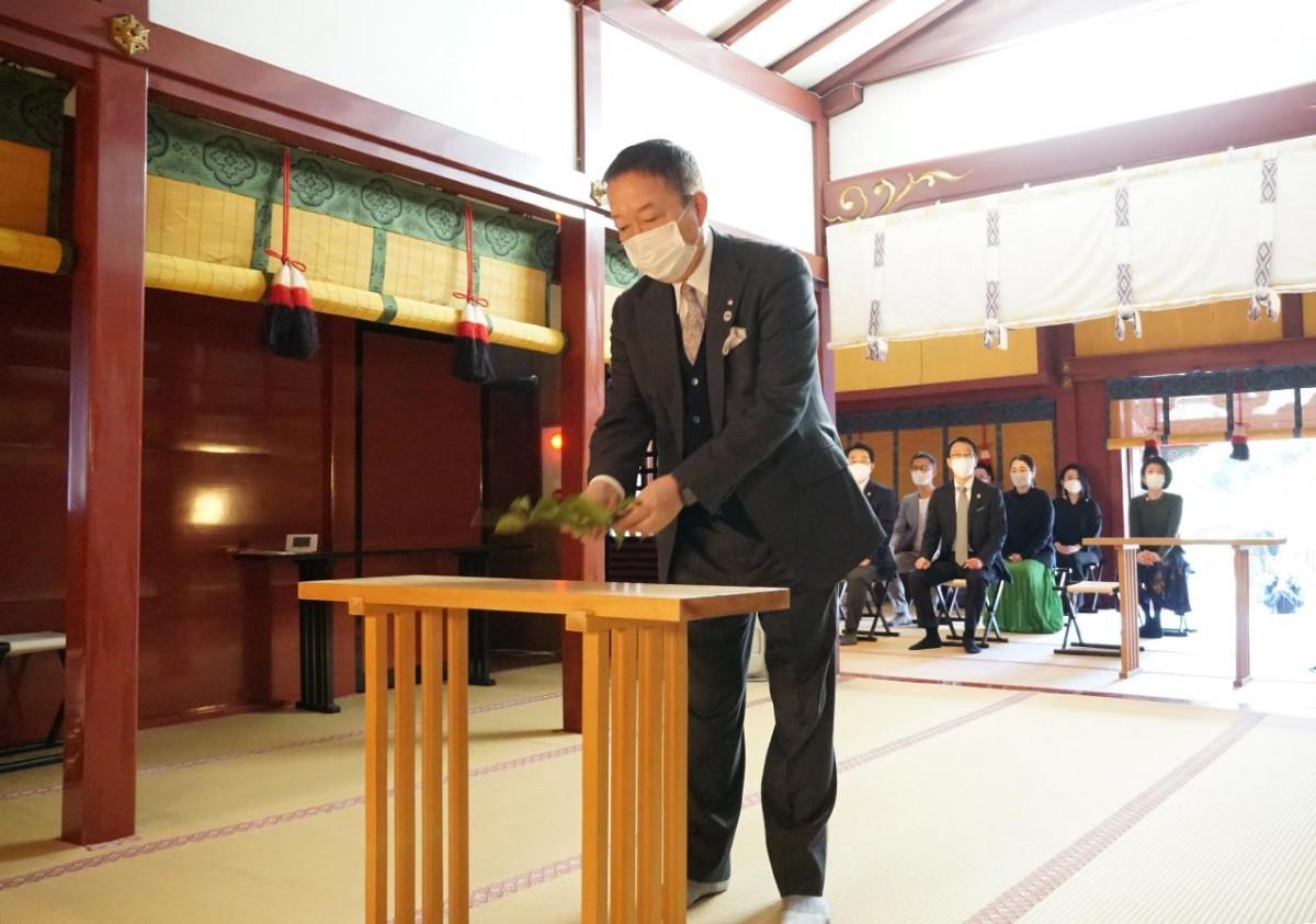 成功祈願を行った大西賢治実行委員長