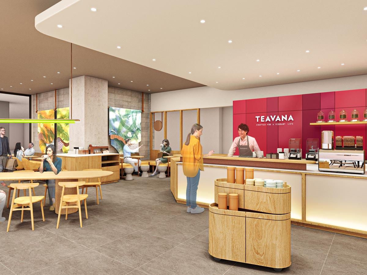 「ハーバルティー」をデザインテーマにする店舗内観イメージ