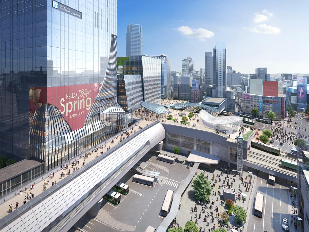 「渋谷駅街区計画」イメージ（宮益坂交差点方面からの視点）