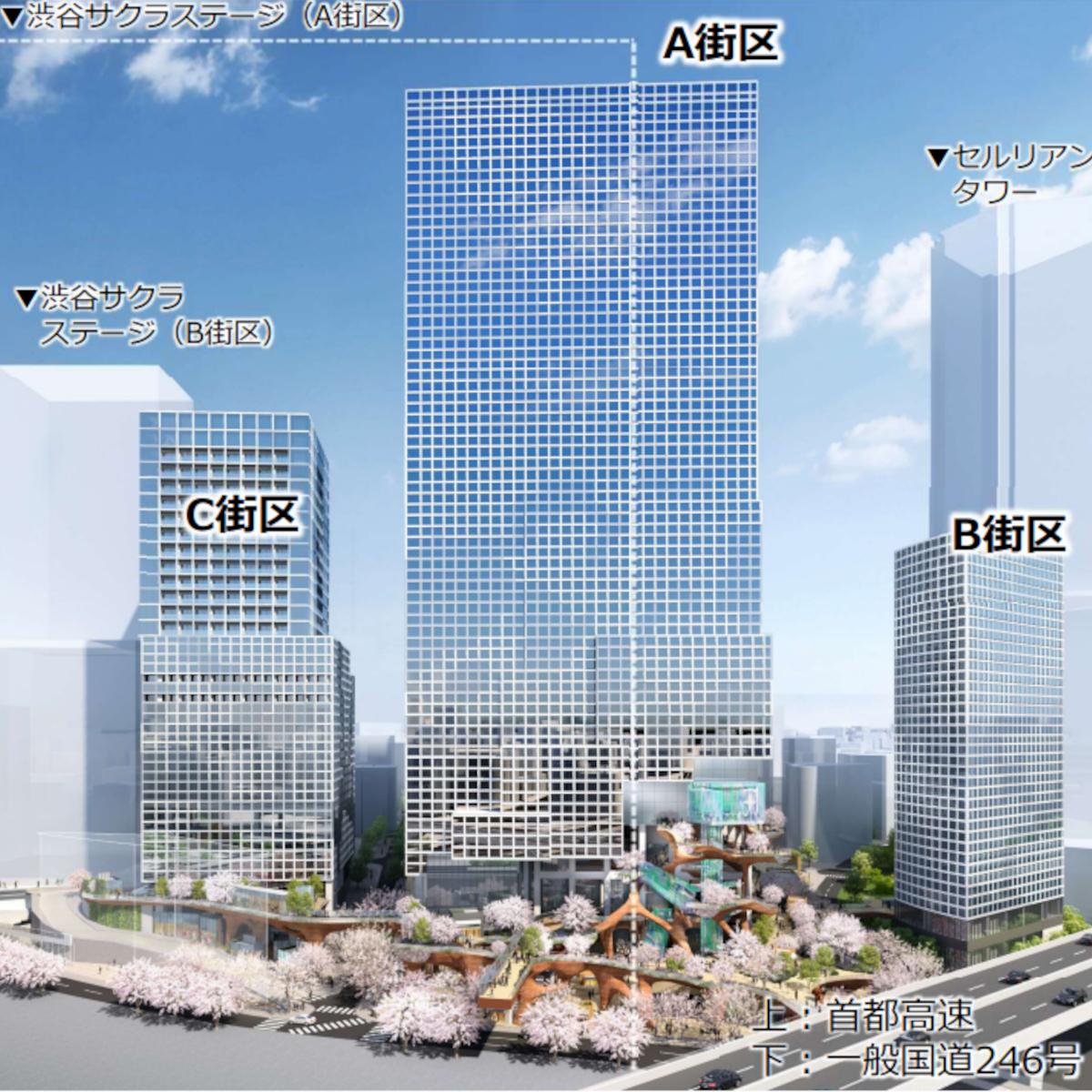 ネクスト渋谷桜丘地区の建築物パース（渋谷区の「桜丘地区都市計画素案意見交換会」より）