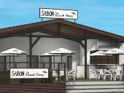 鎌倉市由比ヶ浜の海岸にオープンした「SABON Beach House」(パース)