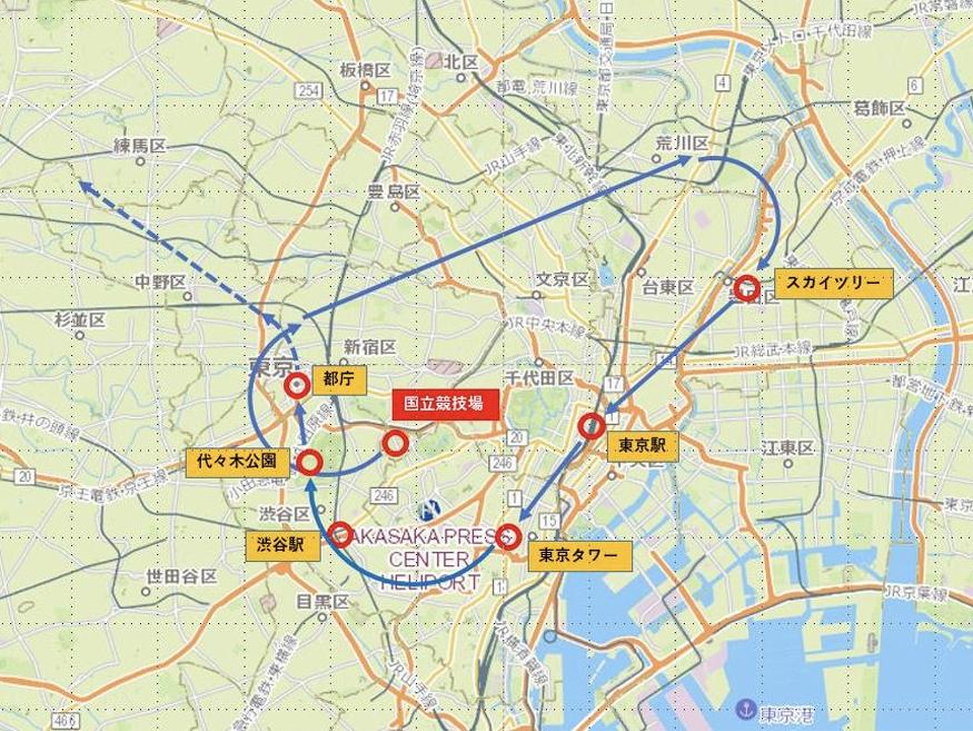 ブルーインパルスの飛行ルート