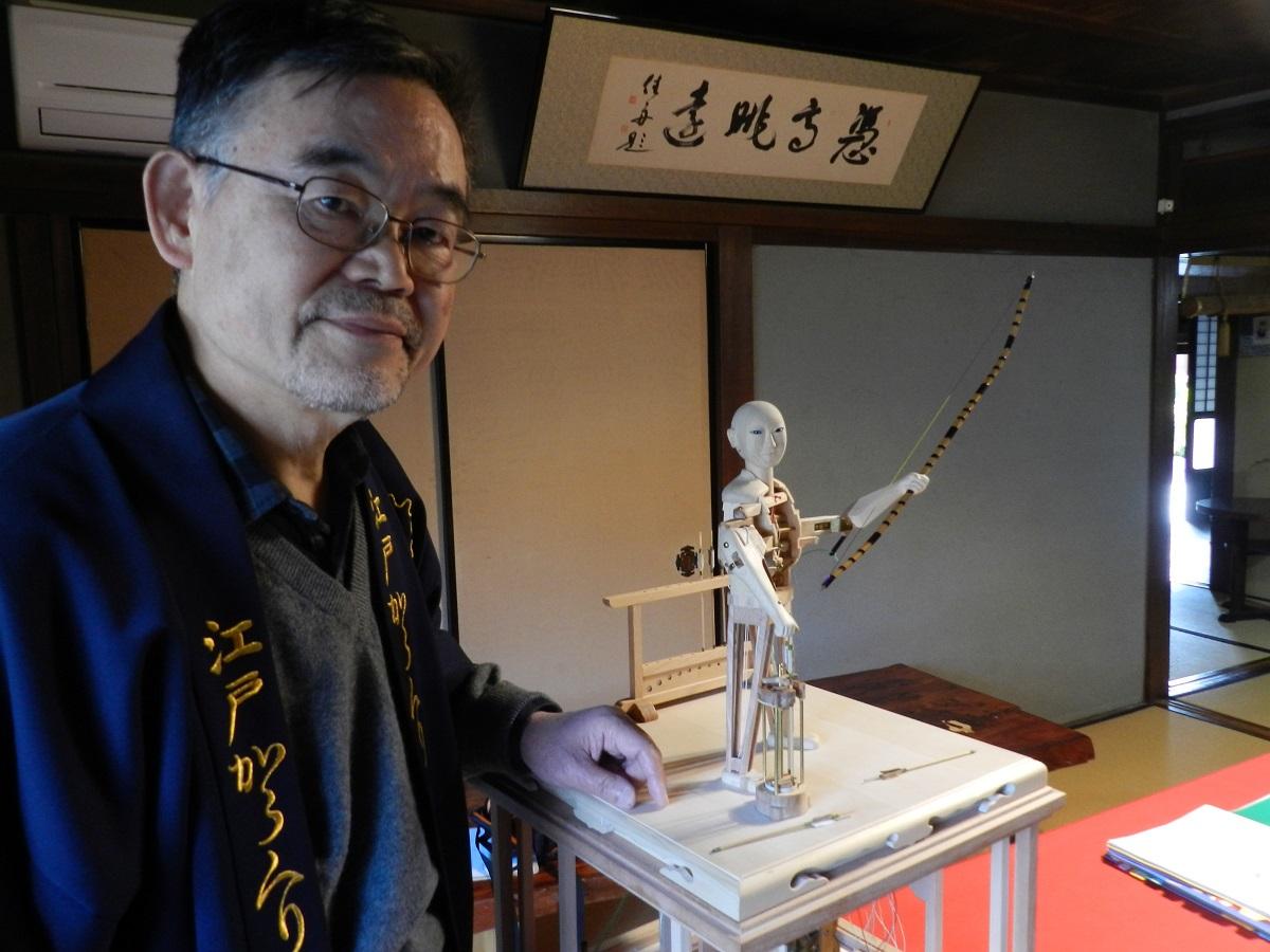 高砂のからくり人形作家がオリジナル作品 半年間の設計図制作を経て「機巧」完成