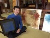 高砂の寺院で地元美術家・山口和也さん個展 本堂天井画や新作など公開