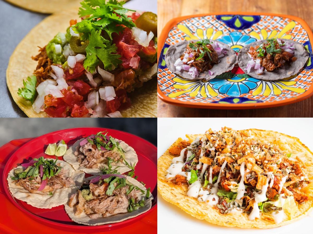 （左上から時計回りに）会場で提供する「AFRO TACOS」、「ELTOPE」、「麻陽」、「TACOS EL PUERCO」のタコス