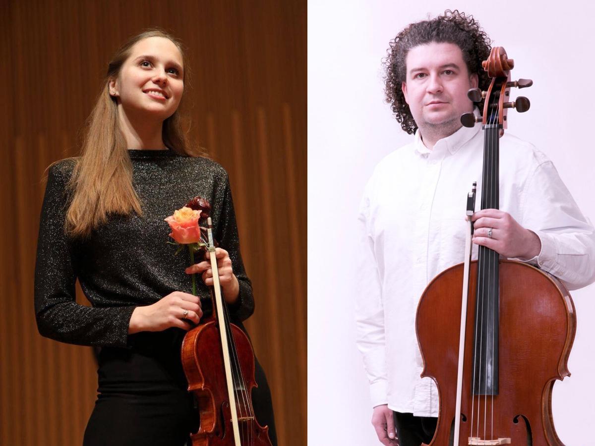 （左から）チェロのグリブ・トルマチョフさん、レクサンドラ・ホルブローワさん